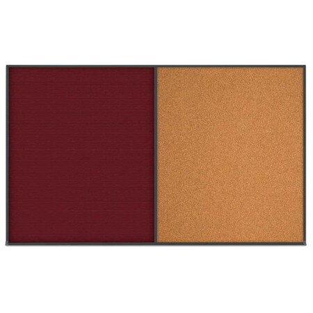 United Visual Products Double Door Radius Corkboard, 60"x36", Hea UV7014RC-SATIN-DBURGU